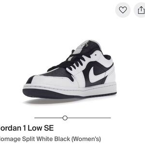 JORDAN 1 LOW HOMAGE WHITE/BLACK SPLIT SIZE 8